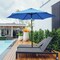 9ft Blue Patio Umbrella with Tilt Crank and 8-Rib Sturdy Iron Pole and Sun-Blocking Polyester Canopy